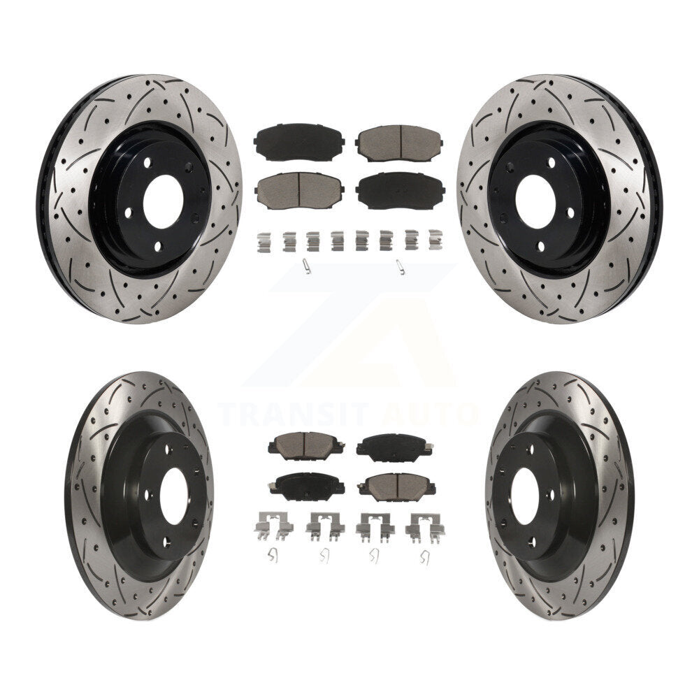 Drilled Slot Brake Rotors Ceramic Pad Front Rear Kit For Mazda CX-5 Turbocharged