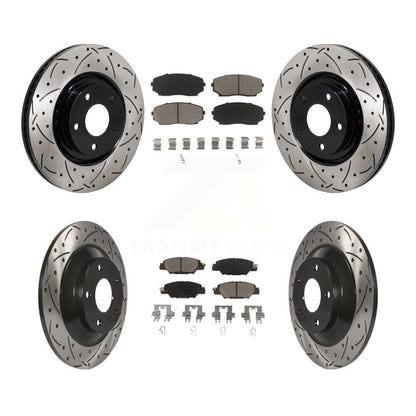 Drilled Slot Brake Rotors Ceramic Pad Front Rear Kit For Mazda CX-5 Turbocharged