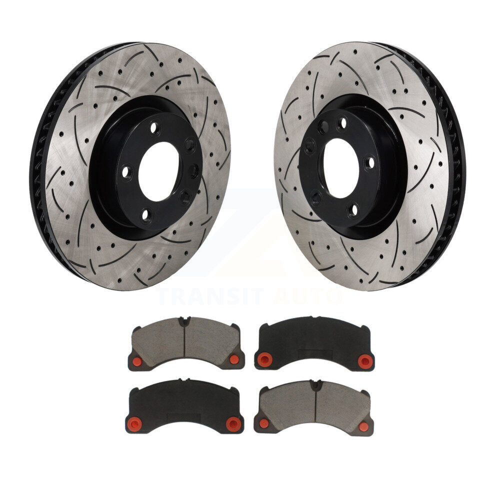 Drill Slot Disc Brake Rotor Ceramic Pad Front Kit For Volkswagen Touareg Porsche