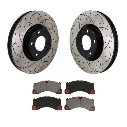 Drill Slot Disc Brake Rotor Ceramic Pad Front Kit For Volkswagen Touareg Porsche