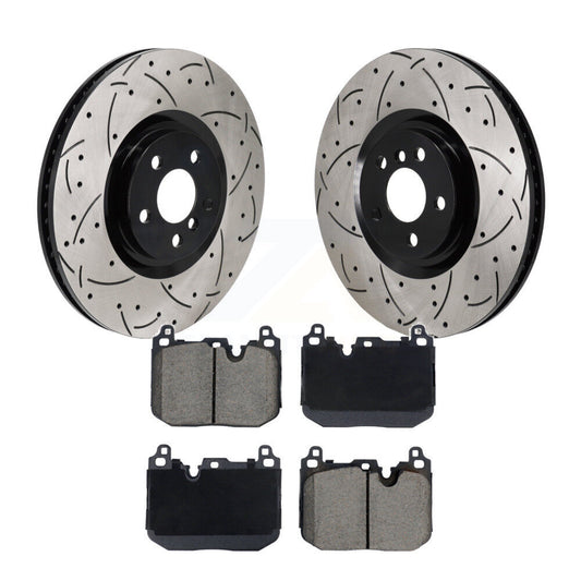 Drilled Slot Brake Rotor Ceramic Pad Front Kit For Mini Cooper Countryman BMW X2