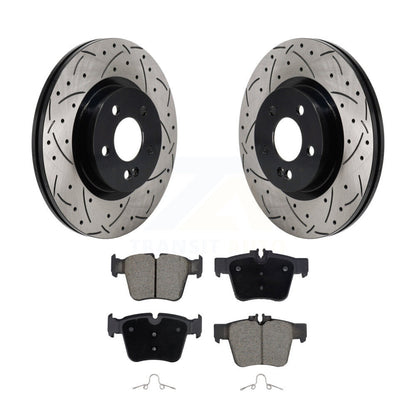 Drilled Slot Brake Rotor & Ceramic Pad Rear Kit For Mercedes-Benz GLC300 C43 AMG