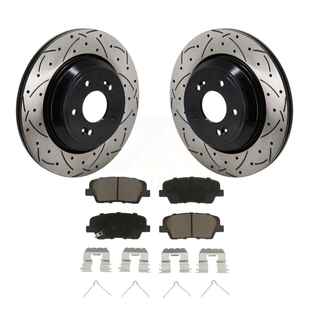 Drill Slot Disc Brake Rotor Ceramic Pad Rear Kit For Genesis G70 Kia Stinger G80