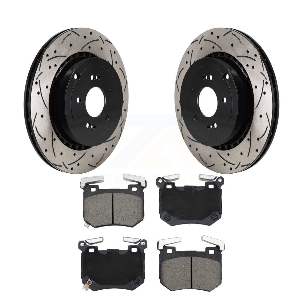 Drilled Slot Disc Brake Rotor & Ceramic Pad Rear Kit For Genesis G70 Kia Stinger