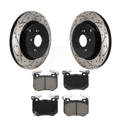 Drilled Slot Disc Brake Rotor & Ceramic Pad Rear Kit For Genesis G70 Kia Stinger