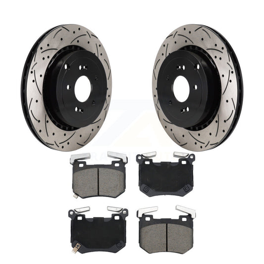 Drilled Slot Disc Brake Rotor & Ceramic Pad Rear Kit For Genesis G70 Kia Stinger