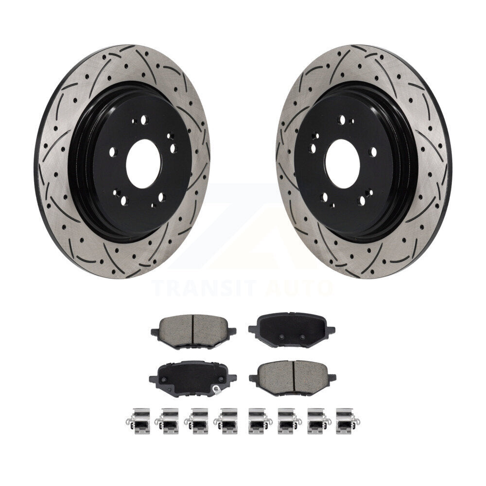 Coated Drilled Slot Disc Brake Rotor Ceramic Pad Rear Kit For Honda HR-V Clarity