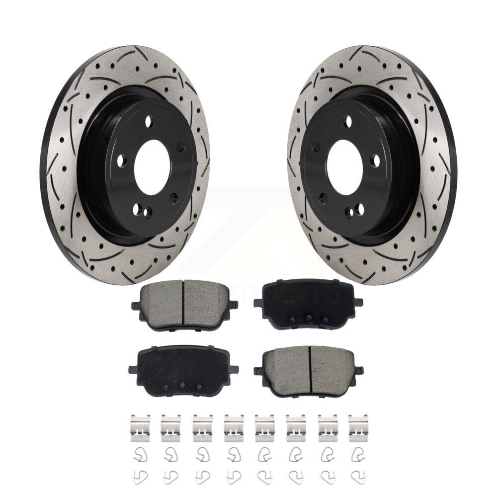 Coated Drilled Slot Disc Brake Rotor Ceramic Pad Rear Kit For Mercedes-Benz A220