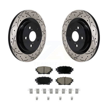 Drilled Slot Brake Rotor Ceramic Pad Rear Kit For Toyota Sienna Lexus RAV4 Prime