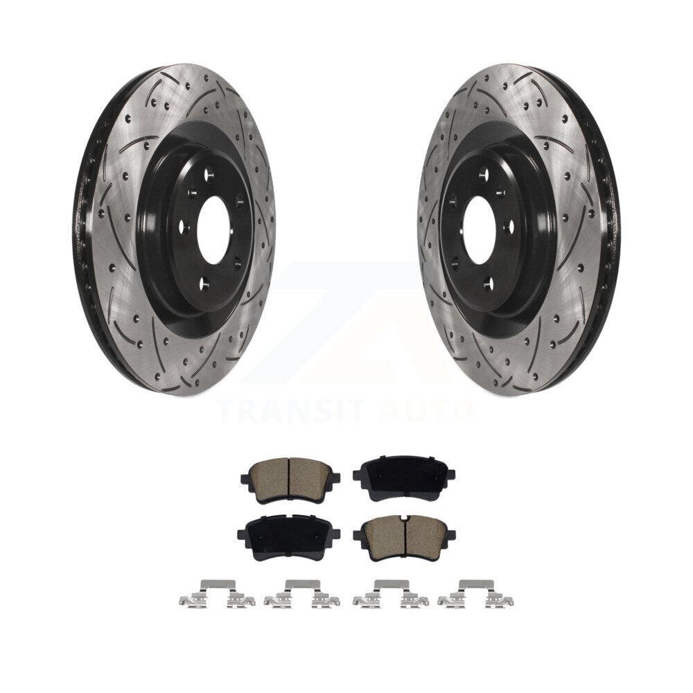 Drill Slot Brake Rotors Ceramic Pad Rear Kit For Audi Q5 Sportback A5 A4 Quattro