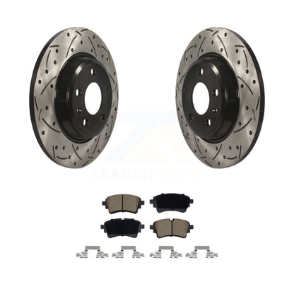 Drilled Slot Brake Rotor & Ceramic Pad Rear Kit For Audi A4 Quattro A5 Sportback