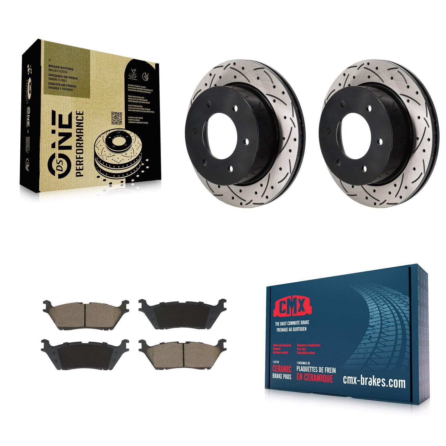 Drill Slot Disc Brake Rotors Ceramic Pad Rear Kit For 2022-2023 Ford Bronco 3.0L
