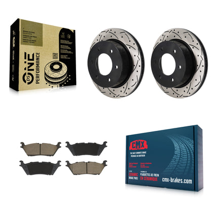 Drill Slot Disc Brake Rotors Ceramic Pad Rear Kit For 2022-2023 Ford Bronco 3.0L