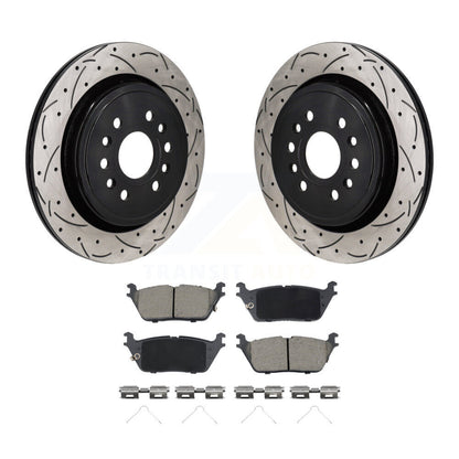 Drilled Slot Brake Rotor Ceramic Pad Rear Kit For Ram 1500 Jeep Wagoneer Grand L