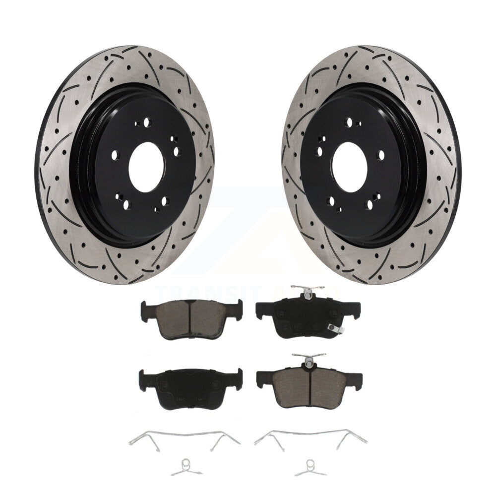 Coated Drill Slot Disc Brake Rotors Ceramic Pad Rear Kit For 2019-2021 Acura RDX