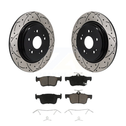 Coated Drill Slot Disc Brake Rotors Ceramic Pad Rear Kit For 2019-2021 Acura RDX