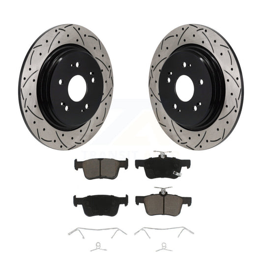 Coated Drill Slot Disc Brake Rotors Ceramic Pad Rear Kit For 2019-2021 Acura RDX