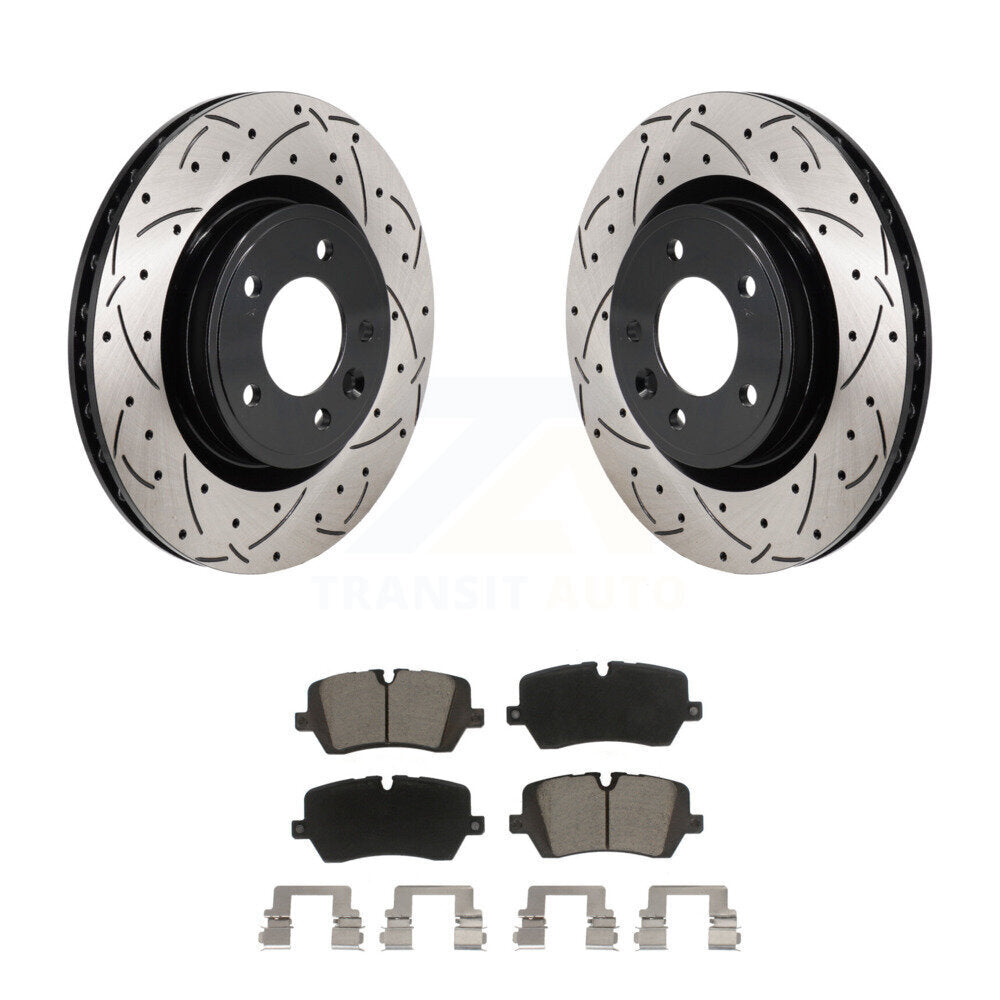Drill Slot Disc Brake Rotors Ceramic Pad Rear Kit For Land Rover Discovery Range