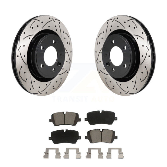Drill Slot Disc Brake Rotors Ceramic Pad Rear Kit For Land Rover Discovery Range