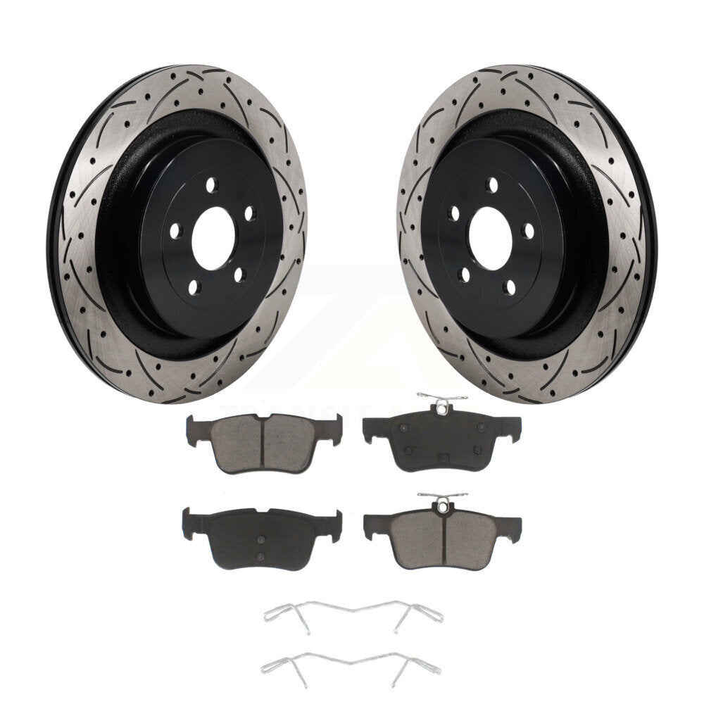Drill Slot Disc Brake Rotors Ceramic Pad Rear Kit For Ford Edge Lincoln Nautilus