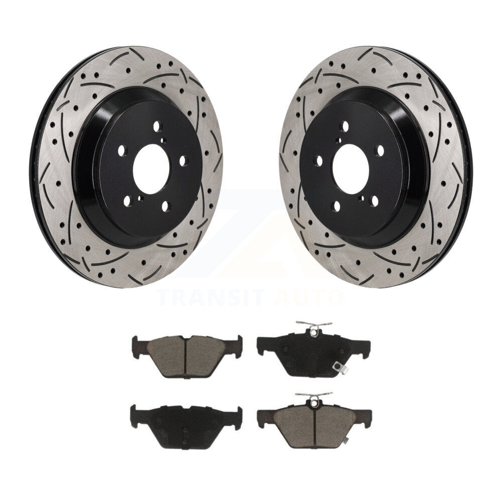 Coated Drilled Slot Disc Brake Rotor & Ceramic Pad Rear Kit For Subaru Crosstrek