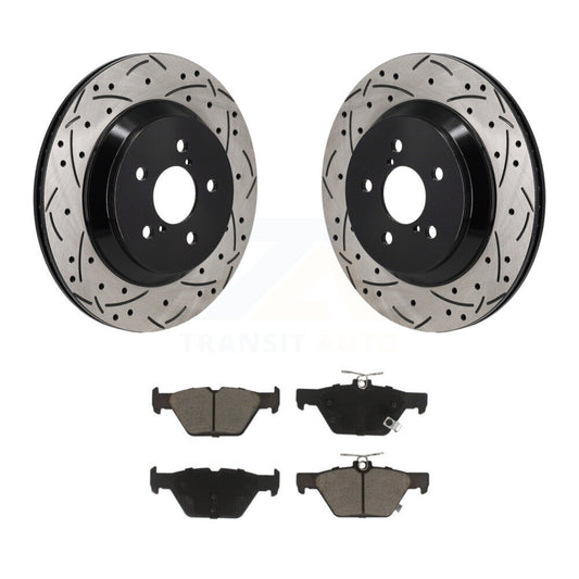 Coated Drilled Slot Disc Brake Rotor & Ceramic Pad Rear Kit For Subaru Crosstrek