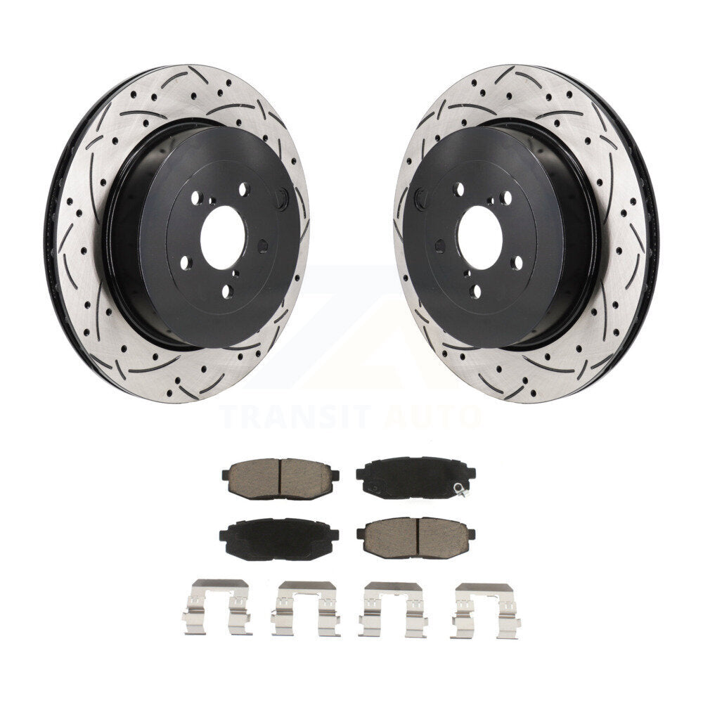 Coated Drill Slot Disc Brake Rotor Ceramic Pad Rear Kit For Subaru BRZ Toyota 86