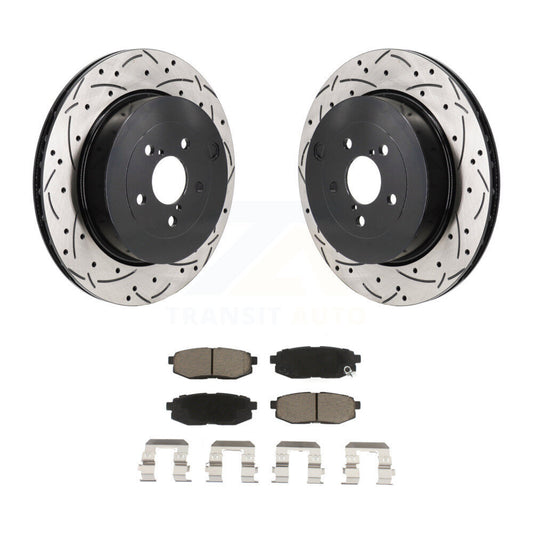 Coated Drill Slot Disc Brake Rotor Ceramic Pad Rear Kit For Subaru BRZ Toyota 86