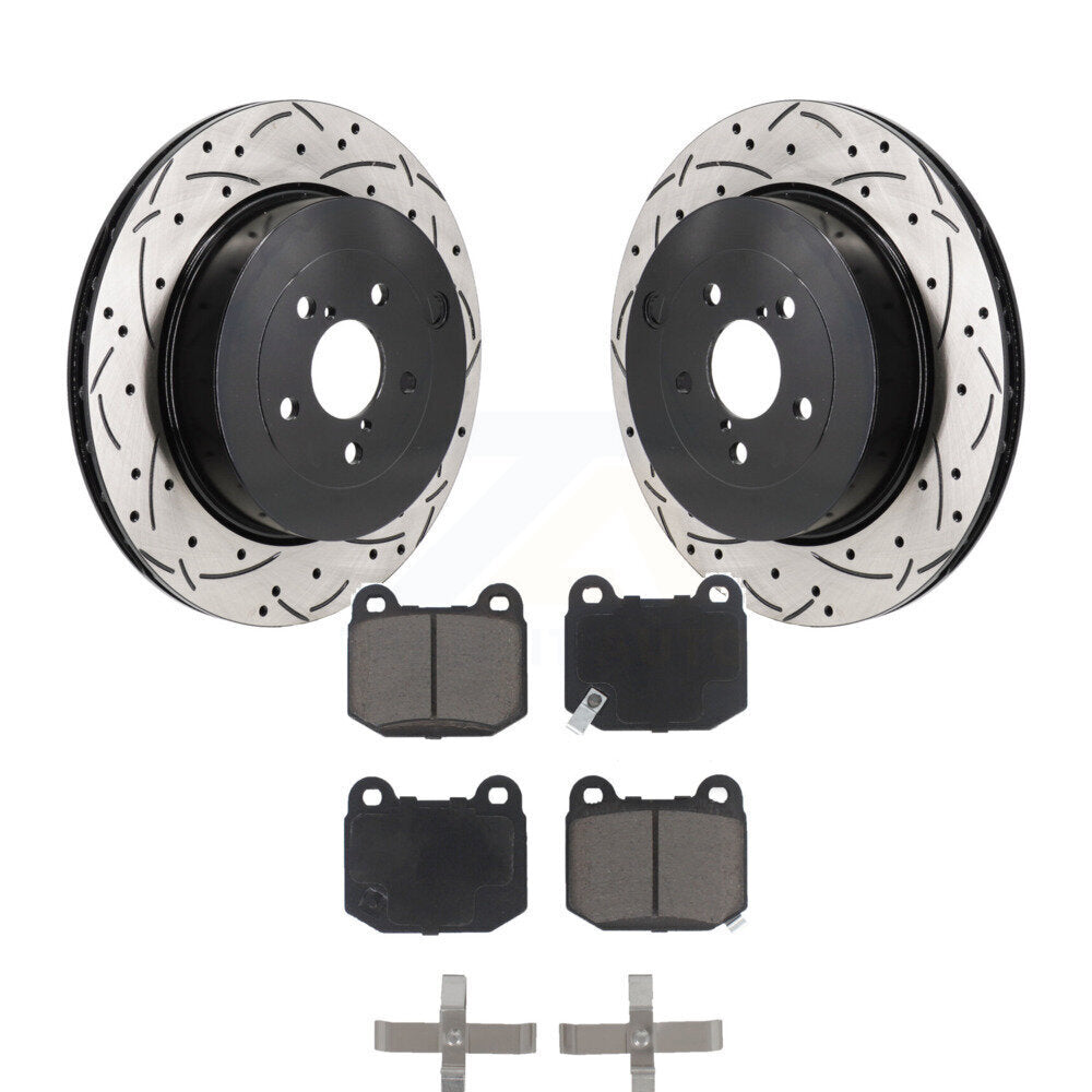 Coated Drill Slot Disc Brake Rotor Ceramic Pad Rear Kit For Subaru BRZ Toyota 86