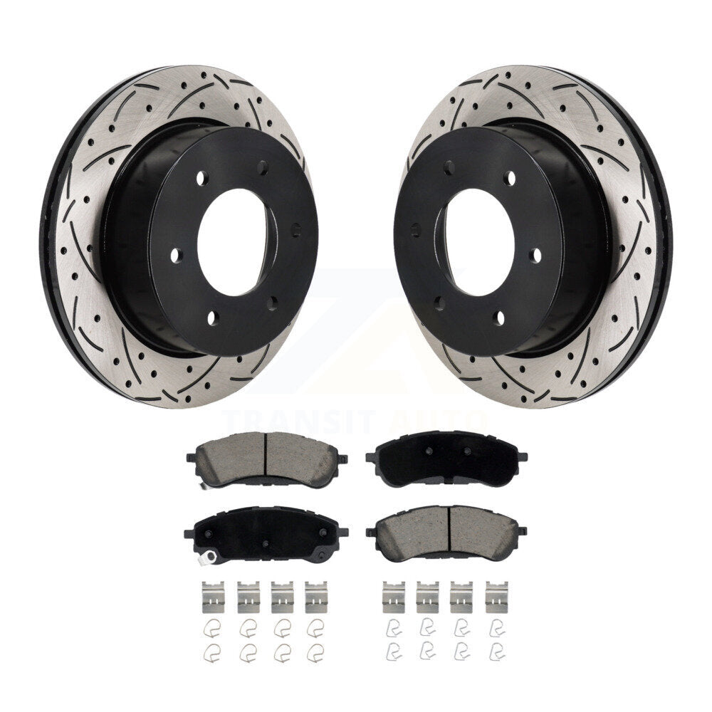 Coat Drill Slot Disc Brake Rotors Ceramic Pad Rear Kit For 2019-2023 Ford Ranger