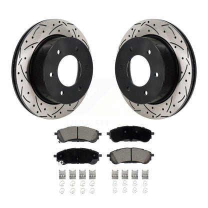 Coat Drill Slot Disc Brake Rotors Ceramic Pad Rear Kit For 2019-2023 Ford Ranger