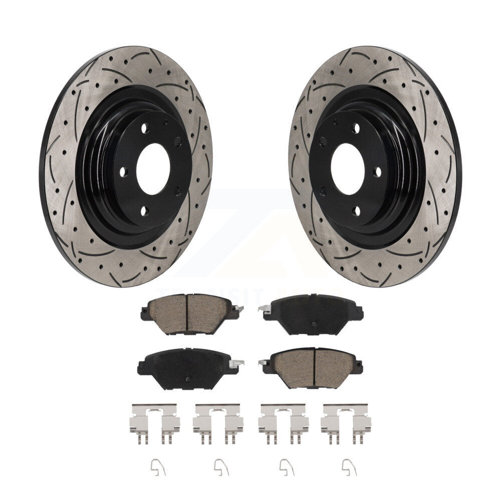 Coated Drill Slot Disc Brake Rotor Ceramic Pad Rear Kit For 2016-2023 Mazda CX-9