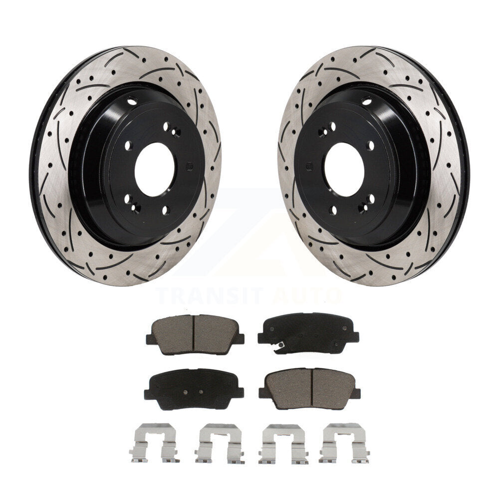 Coat Drill Slot Disc Brake Rotor Ceramic Pad Rear Kit For Hyundai Equus Kia K900