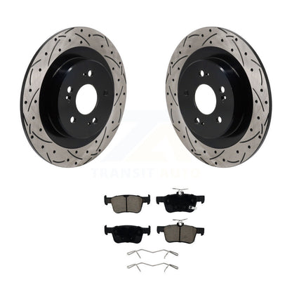 Coated Drill Slot Disc Brake Rotors Ceramic Pad Rear Kit For 2021-2023 Acura TLX