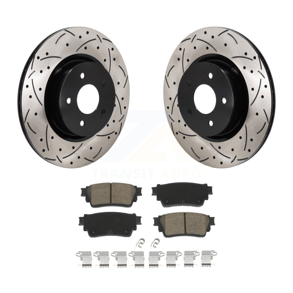 Drill Slot Brake Rotor Ceramic Pad Rear Kit For Mitsubishi Outlander Nissan QX60