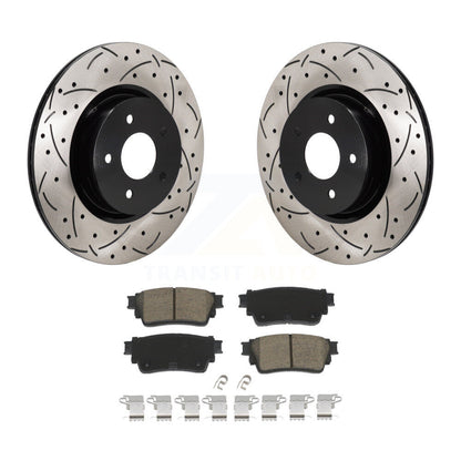 Drill Slot Brake Rotor Ceramic Pad Rear Kit For Mitsubishi Outlander Nissan QX60