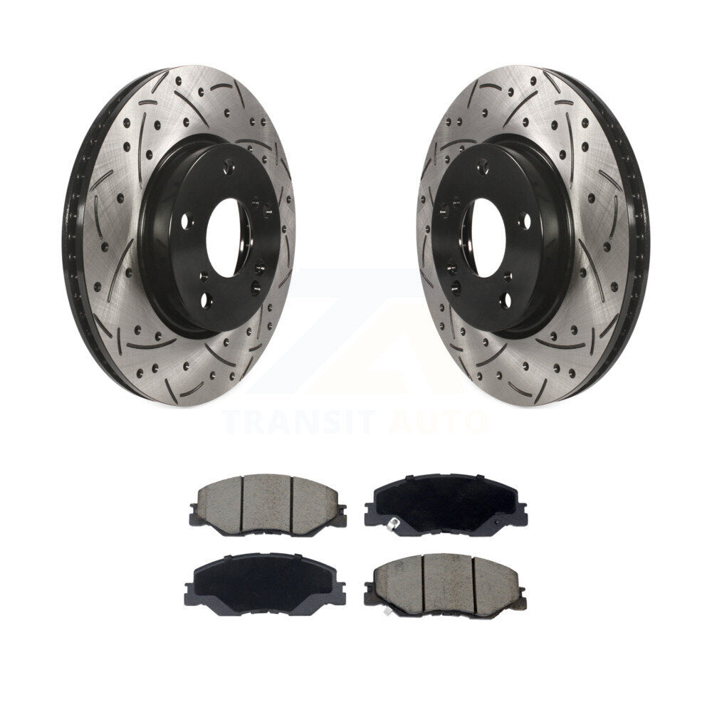 Coated Drill Slot Disc Brake Rotor Ceramic Pad Front Kit For Honda Civic Insight