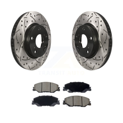 Coated Drill Slot Disc Brake Rotor Ceramic Pad Front Kit For Honda Civic Insight