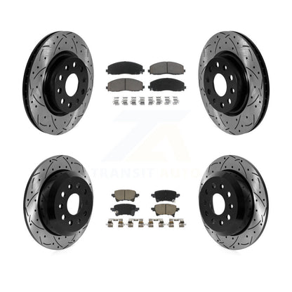 Coated Drill Slot Disc Brake Rotors Ceramic Pad Front Rear Kit For Jeep Wrangler