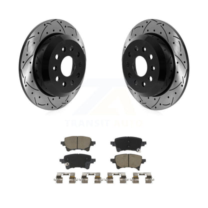 Coated Drilled Slotted Disc Brake Rotor & Ceramic Pad Rear Kit For Jeep Wrangler