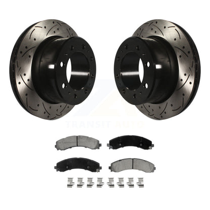 Drilled Slot Brake Rotor Ceramic Pad Rear Kit For Ram 3500 With Dual Wheels
