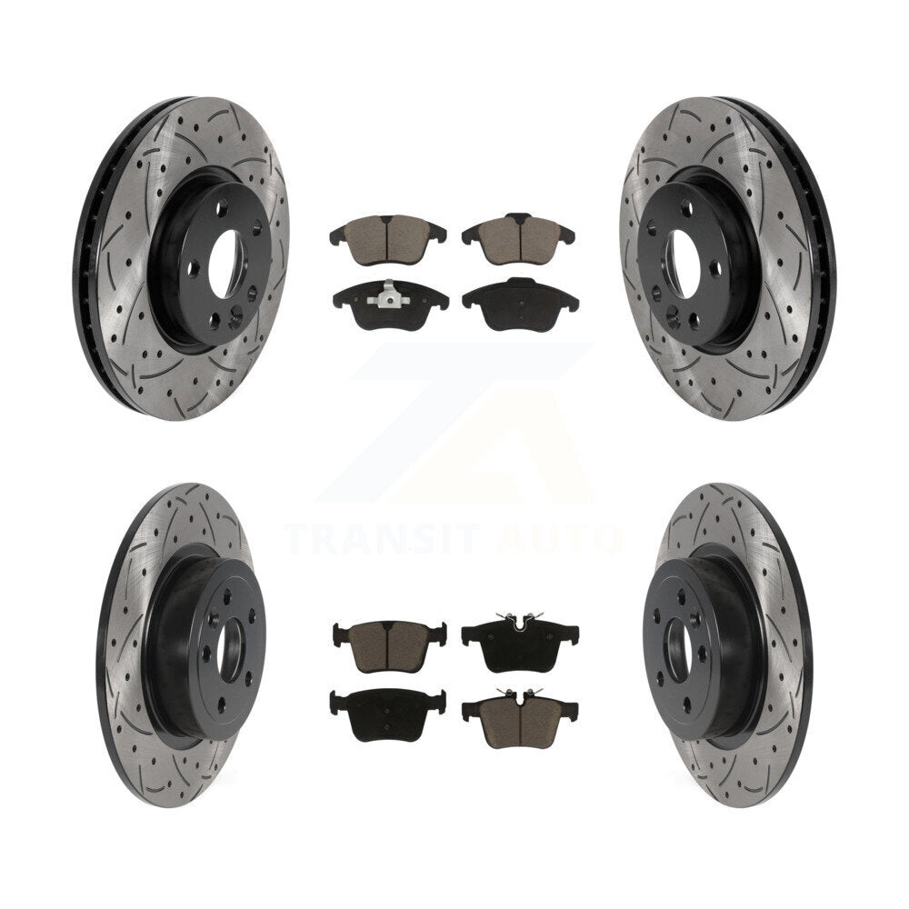 Drilled Slot Brake Rotors Ceramic Pad Front Rear Kit For Land Rover Range Evoque