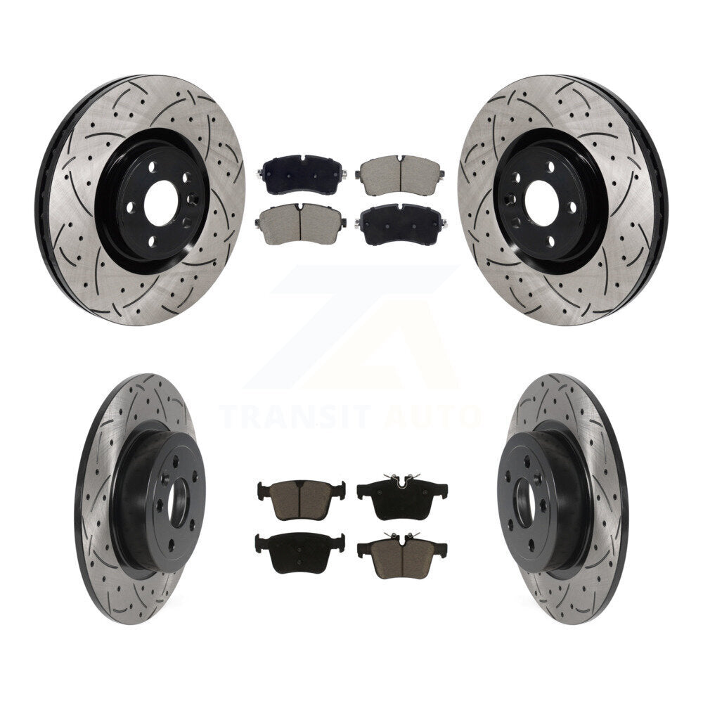 Drilled Slot Brake Rotors Ceramic Pad Front Rear Kit For Land Rover Range Evoque