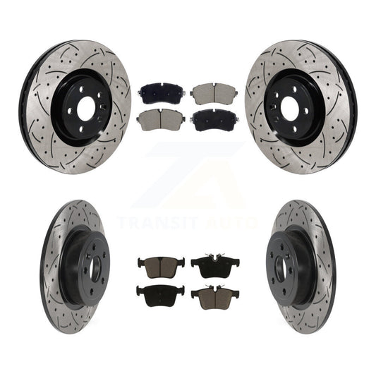 Drilled Slot Brake Rotors Ceramic Pad Front Rear Kit For Land Rover Range Evoque