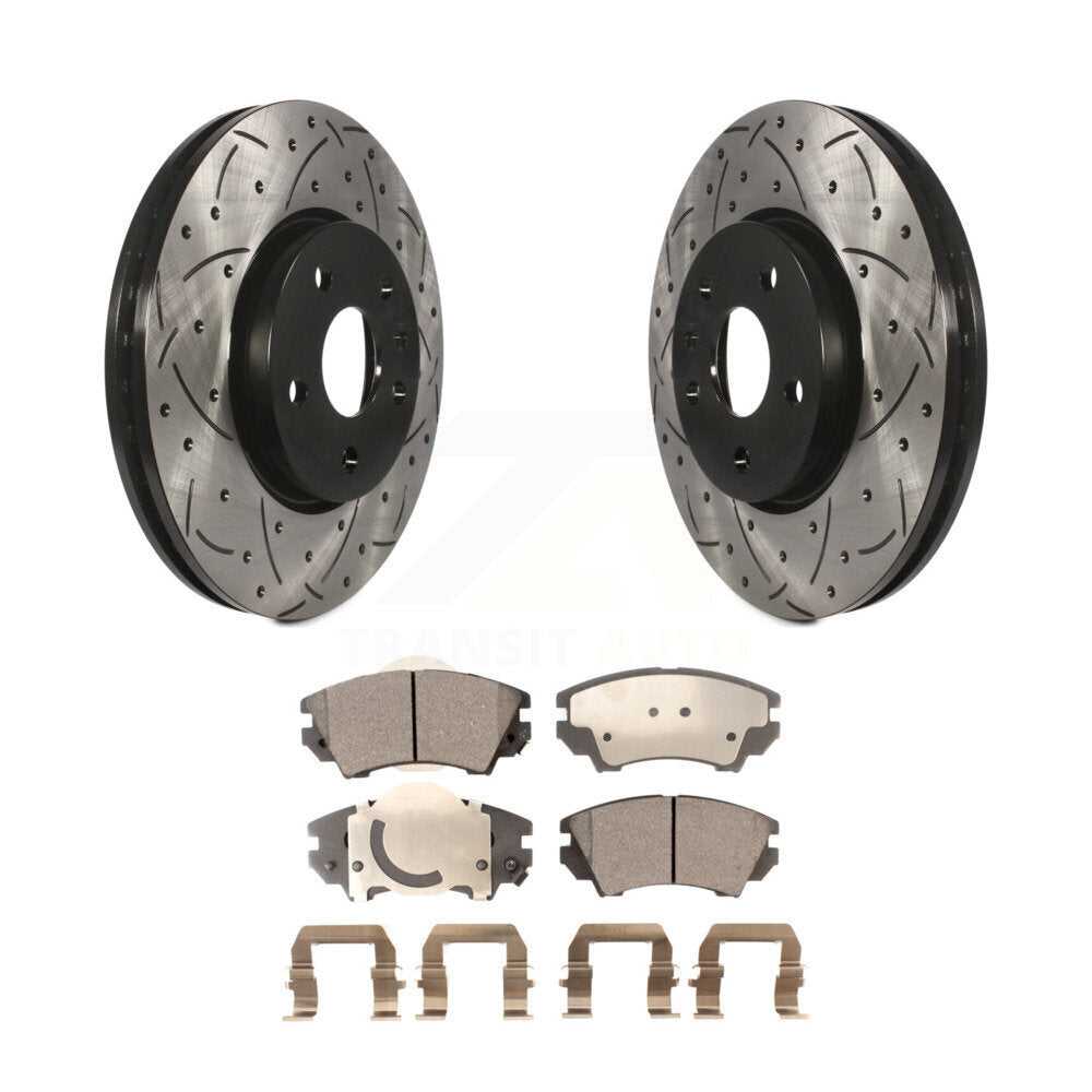 Drill Slot Disc Brake Rotor Semi-Metallic Pad Front Kit For Chevrolet Camaro GMC
