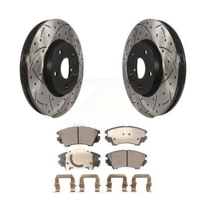 Drill Slot Disc Brake Rotor Semi-Metallic Pad Front Kit For Chevrolet Camaro GMC