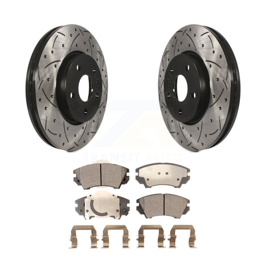 Drill Slot Disc Brake Rotor Semi-Metallic Pad Front Kit For Chevrolet Camaro GMC