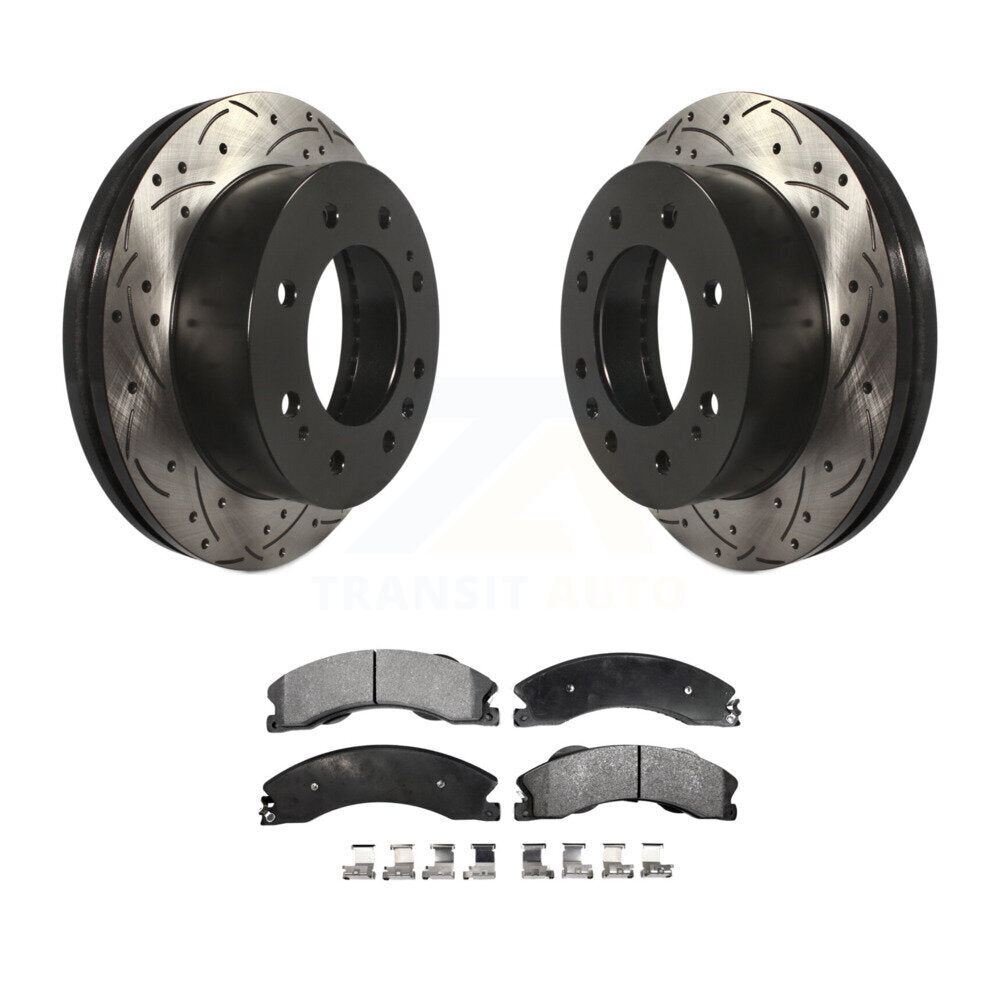 Drill Slot Brake Rotor Semi-Metallic Pad Front Kit For GMC Chevrolet Sierra 2500