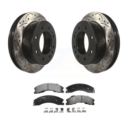 Drill Slot Brake Rotor Semi-Metallic Pad Front Kit For GMC Chevrolet Sierra 2500