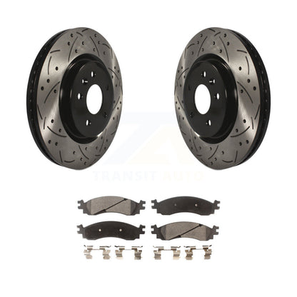 Drill Slot Brake Rotor Semi-Metallic Pad Front Kit For 2010-2012 Ford Taurus SHO
